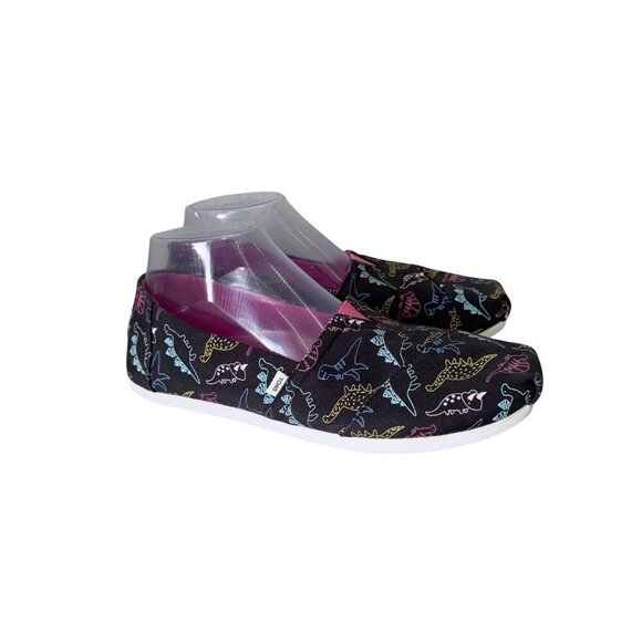 Toms Black Dinosaur Print Flats - Picture 1 of 8